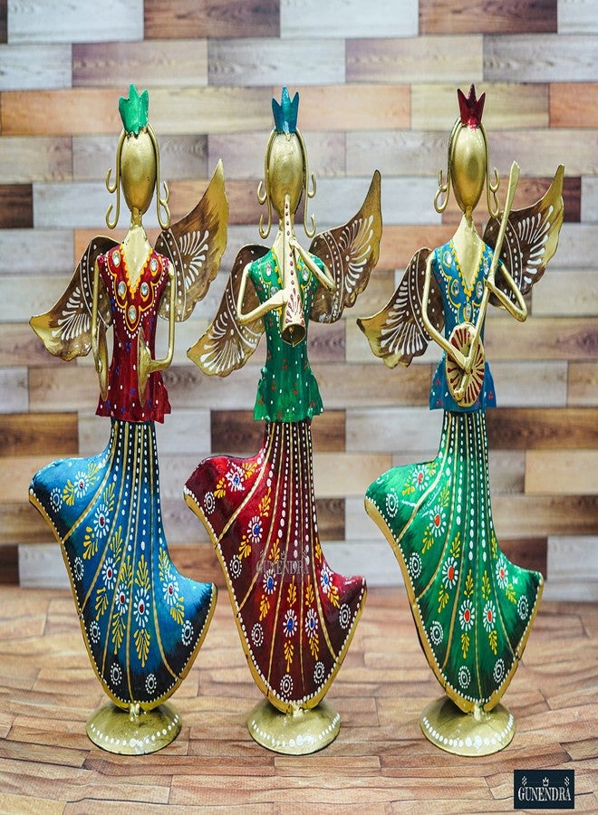 GUNENDRA Crafts Metal Rajasthani Musicians Item Showpiece - Decorative Items for Home | Gift Items | Showpieces | Table Decorative Items (16X7X25 Cm), Multi Colour, Music - Image 4